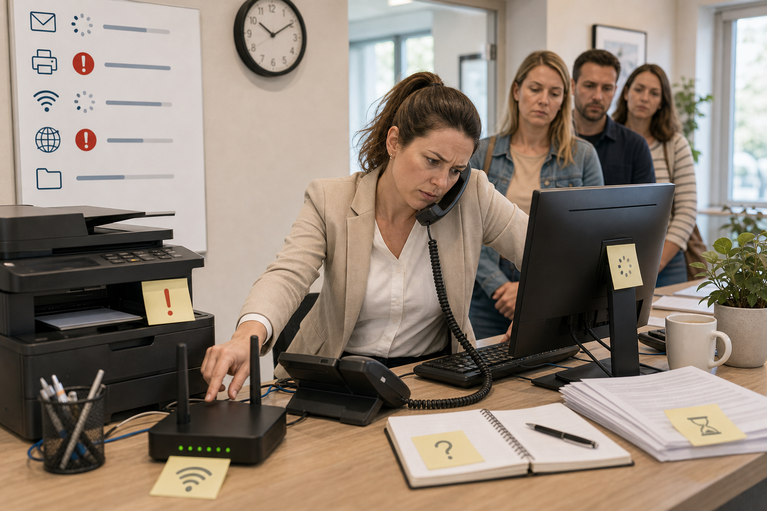Realistisches Kategoriebild für typische IT-Probleme im laufenden Betrieb